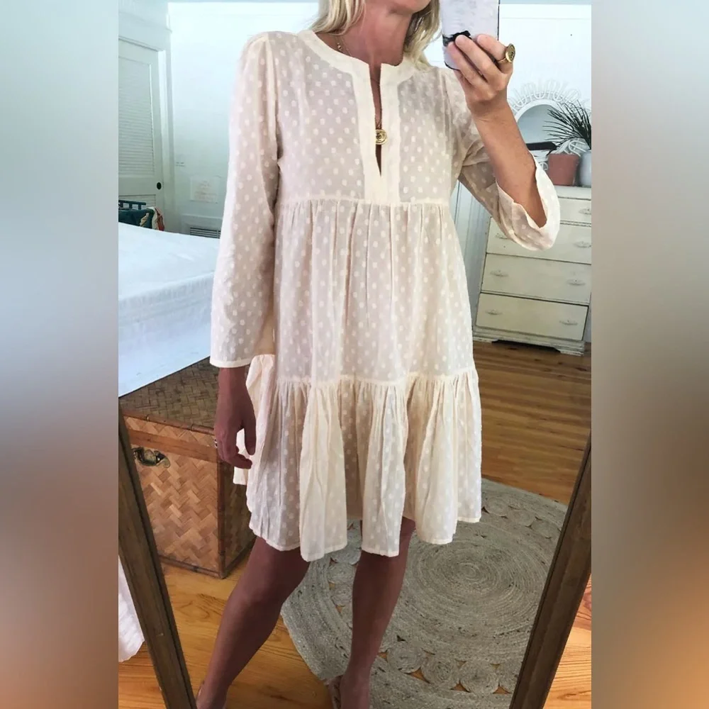 Emerson Fry XS India Collection Layla Swiss Dot Mini Tunic Dress Organic Boho - Picture 11 of 15